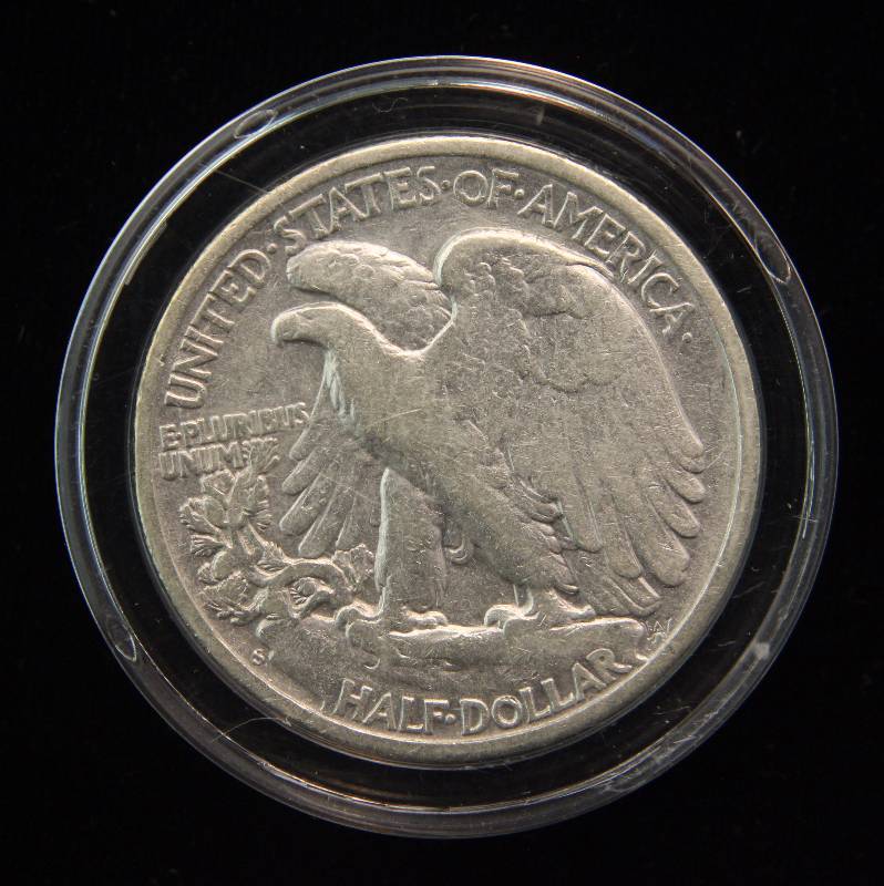 1942-S WALKING LIBERTY SILVER HALF DOLLAR IN AIRTITE HOLDER