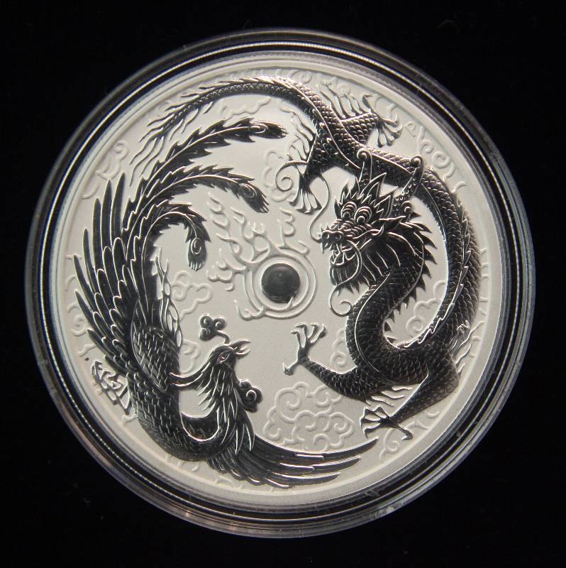 2017 AUSTRALIA DRAGON & PHOENIX 1 TROY OZ. .999 FINE SILVER IN AIRTITE