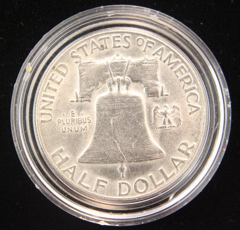 1951-S FRANKLIN SILVER HALF DOLLAR IN AIRTIGHT