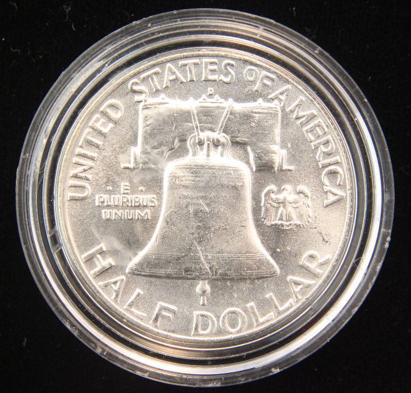 1960-D FRANKLIN SILVER HALF DOLLAR IN AIRTITE HOLDER