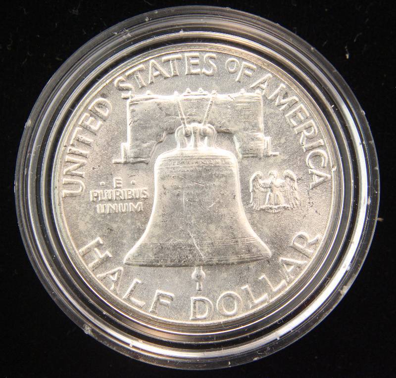 1962 FRANKLIN SILVER HALF DOLLAR IN AIRTITE HOLDER