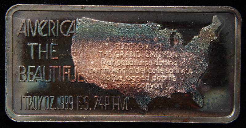 1 TROY OZ. .999 FINE SILVER AMERICA THE BEAUTIFUL GRAND CANYON