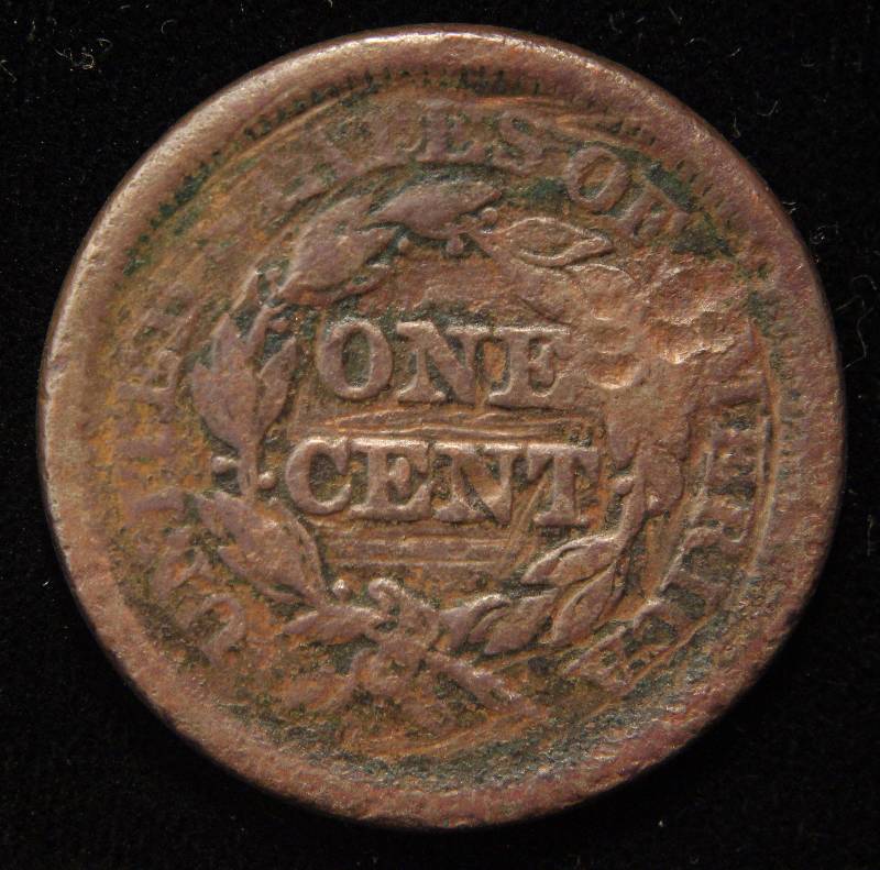 1851 US LARGE CENT VG DETAILS DAMAGED