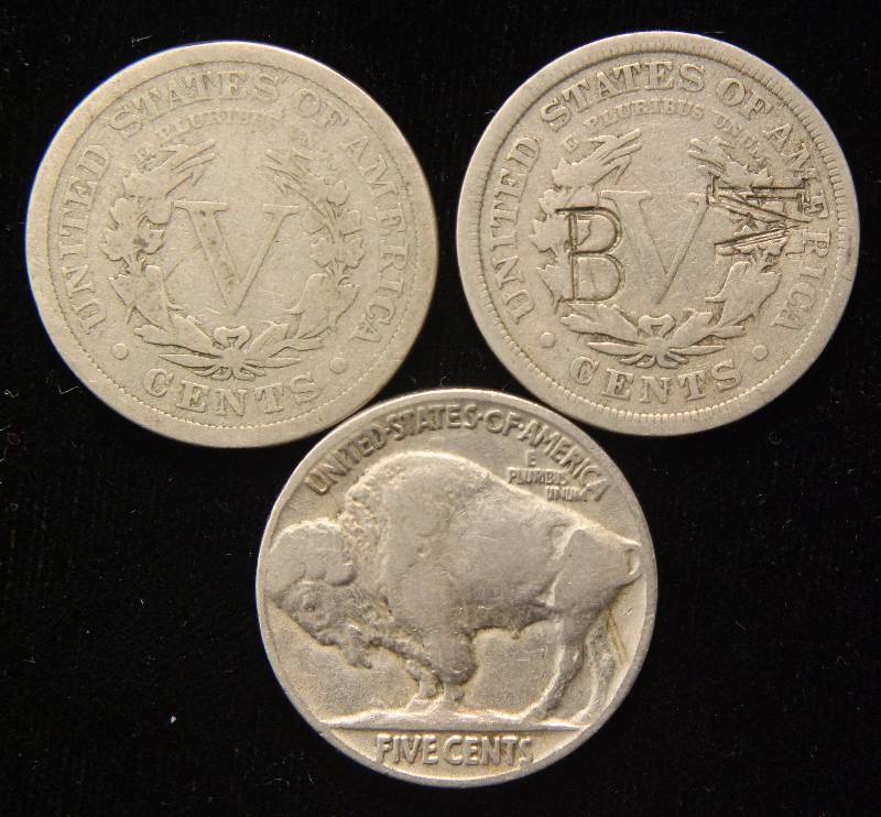 1890 & 1909 LIBERTY V & 1937 BUFFALO NICKELS