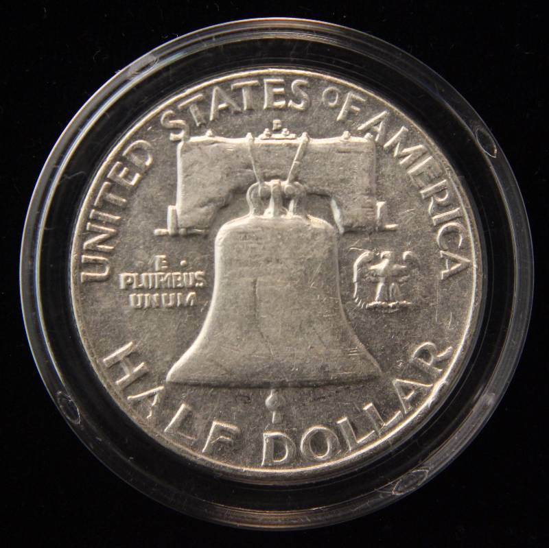 1954-D FRANKLIN SILVER HALF DOLLAR IN AIRTITE HOLDER