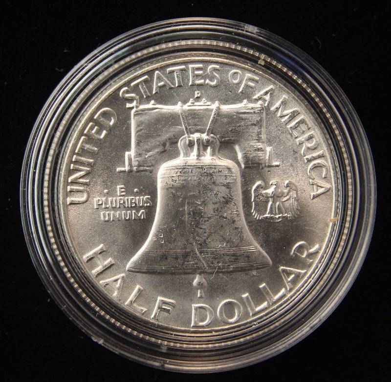 1962-D FRANKLIN SILVER HALF DOLLAR IN AIRTITE HOLDER