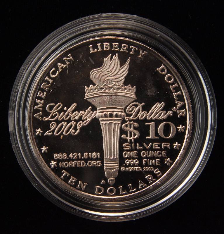 2003 NORFED $10 SILVER 1 TROY OZ. .999 FINE SILVER IN AIRTITE