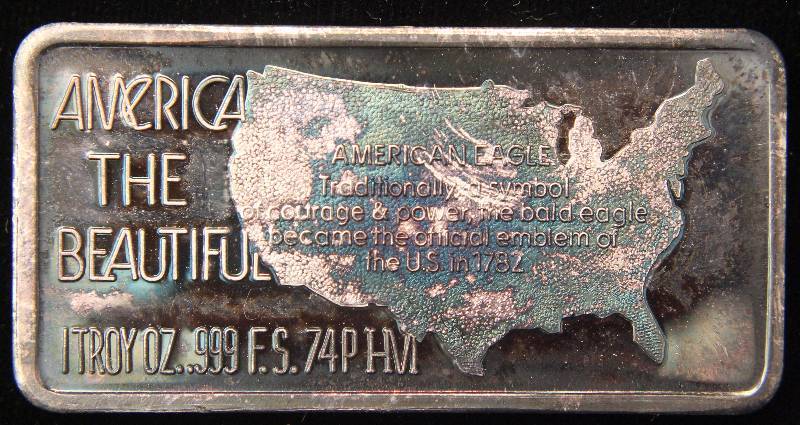 1 TROY OZ. .999 FINE SILVER AMERICA THE BEAUTIFUL BALD EAGLE BAR