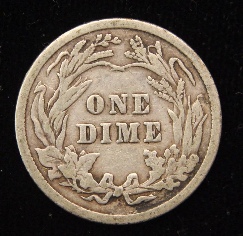 1910 BARBER SILVER DIME FINE
