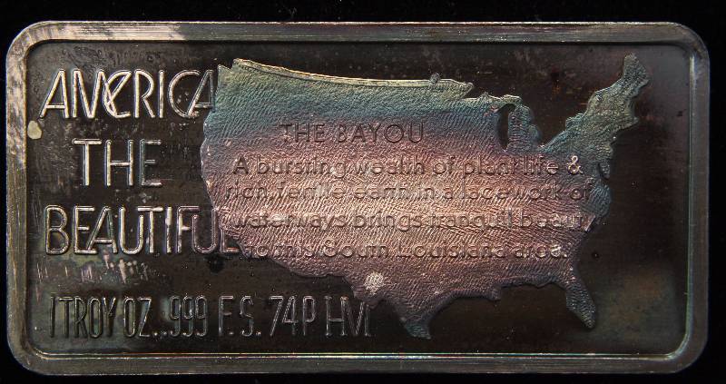 1 TROY OZ. .999 FINE SILVER AMERICA THE BEAUTIFUL THE BAYOU BAR