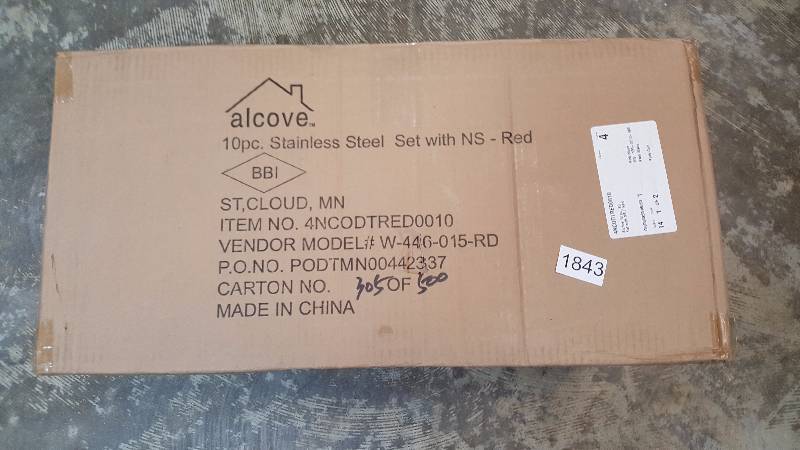 alcove 10-Pc. Stainless Steel Cookware Set with Nonstick Fry Pans - Red
