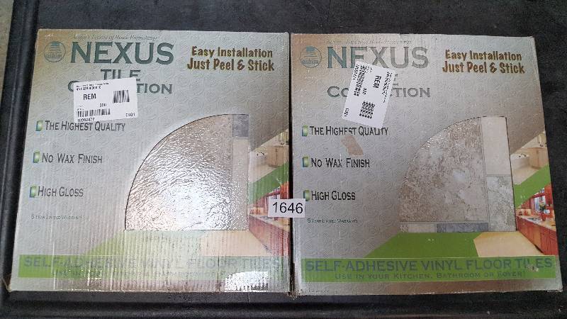 lot 1646 image: Nexus 12 x 12 Self-Adhesive Vinyl Floor Tiles - 2 packs of 20, Random Marble