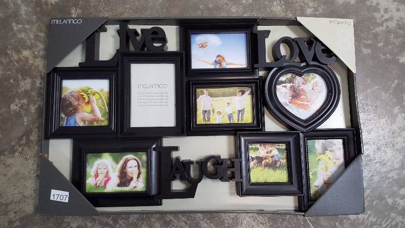 lot 1707 image: Melannco 8-Opening Live Laugh Love Photo Collage Frame