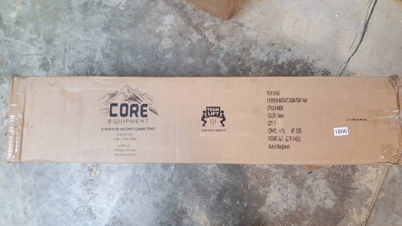 lot 1886 image: Core Technologies 14 x 9 9-Person 2-Room Instant Cabin Tent