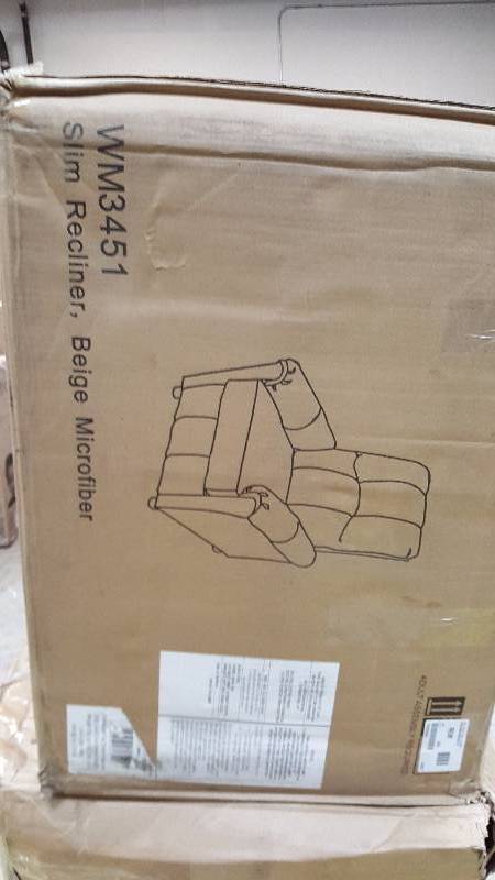 lot 1912 image: Dorel Asia Slim Recliner- Beige Microfiber