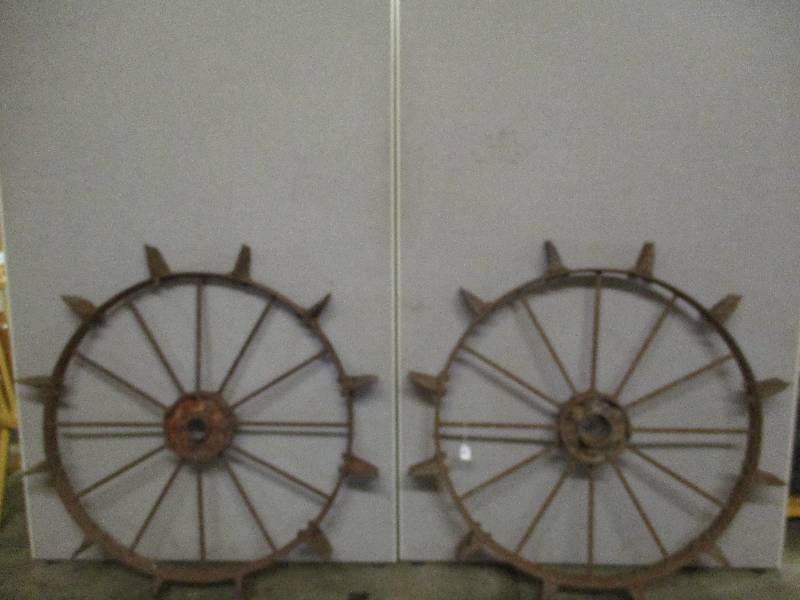 lot 2 image: Antique Steel Wheels with Paddles