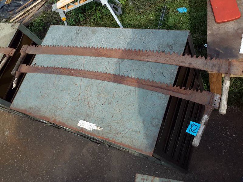 lot 82 image: 2 Antique Cross Cut Saw Blades