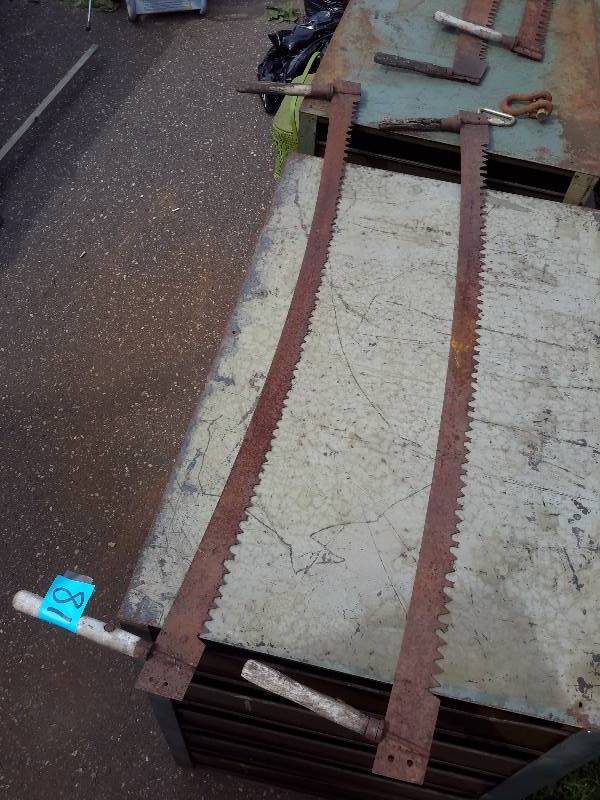 lot 81 image: 2 Antique Cross Cut Saw Blades