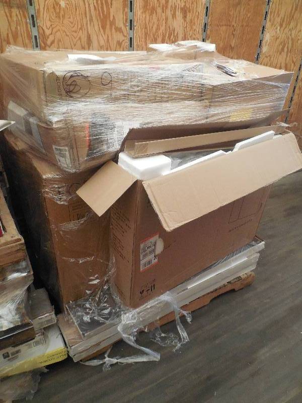 PALLET LOT OF GENERAL MERCHANDISE AND CABINETS