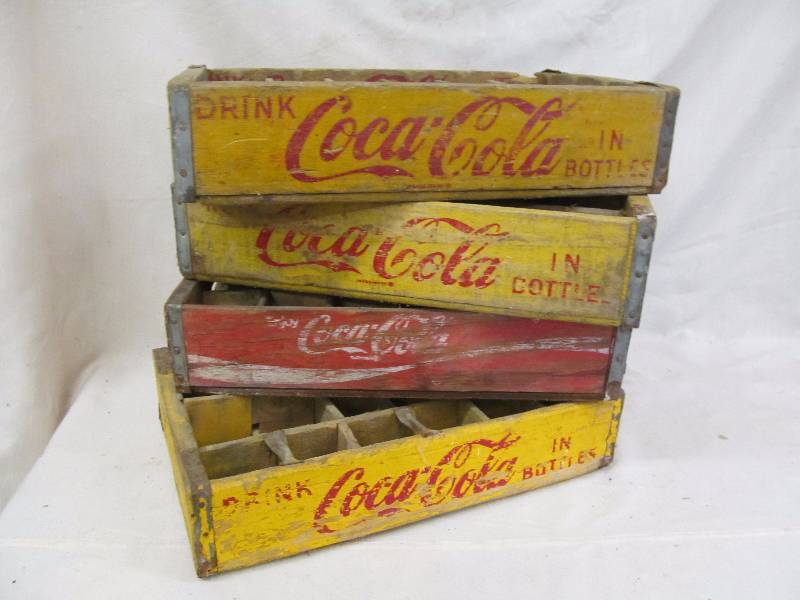 lot 159 image: vintage wood Coke Cola crates