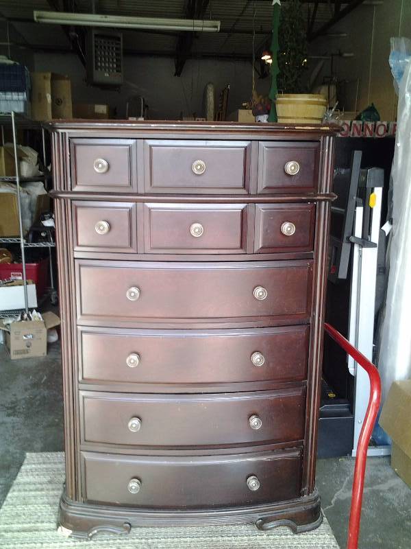 lot 12 image: 6-Drawer Tall Dresser 39x56x19 (Has Damage)