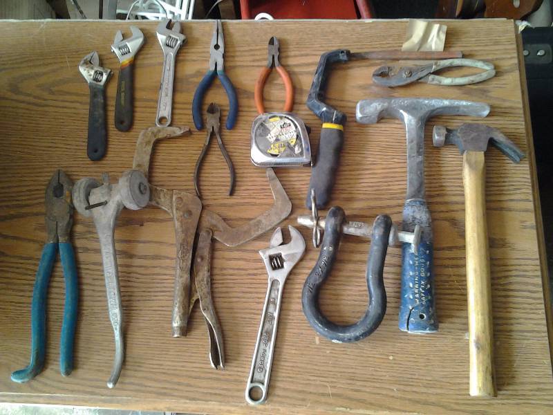 lot 19 image: Hammers, Adjustable Wrenches, Clevis, Other Hand Tools