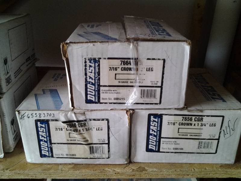 lot 32 image: 3-Boxes 716 Crown Staples, 1 14, 1 34, 2 In. Crown Staples