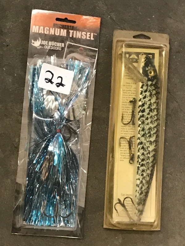 lot 22 image: (2) New Muskie Lures (1) Jake Cran...