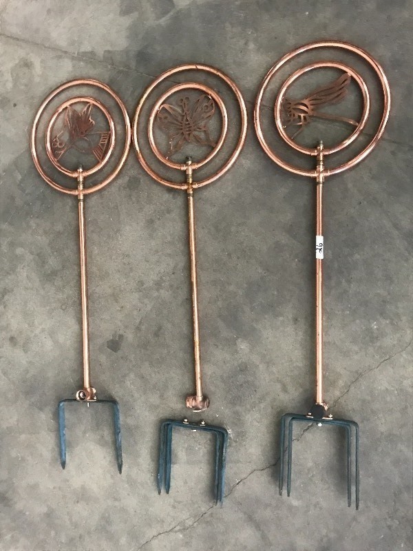 lot 26 image: Lot Of (3) Copper Garden Sprinklers...