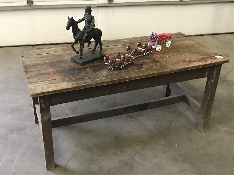 lot 90 image: Lot Of Vintage 5ft Wooden Table, C...