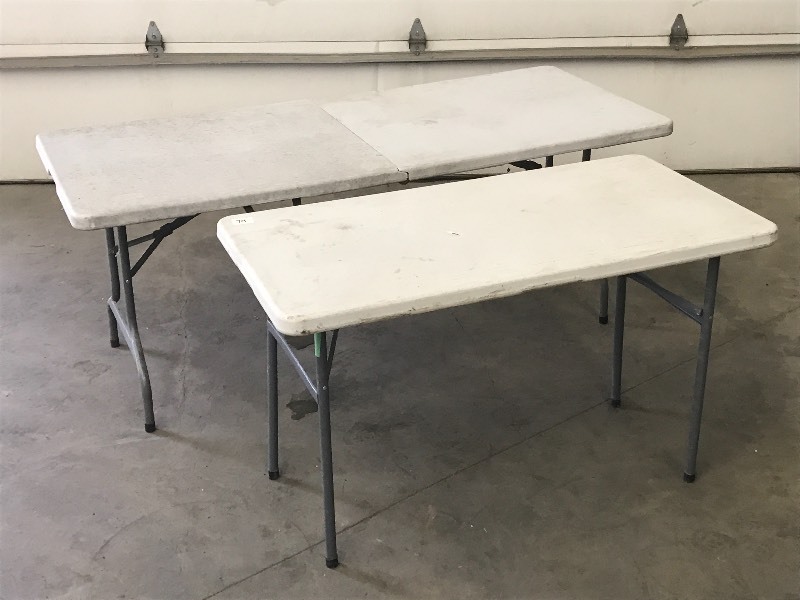 lot 94 image: (2) Folding Plastic Camping Tables ...