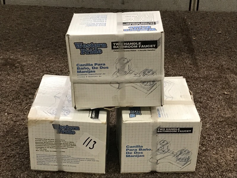 lot 113 image: (3) New 2-Handle Bathroom Faucets ...