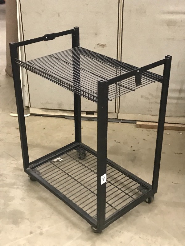 lot 124 image: 2-Level Rolling Steel Cart  Rack, ...