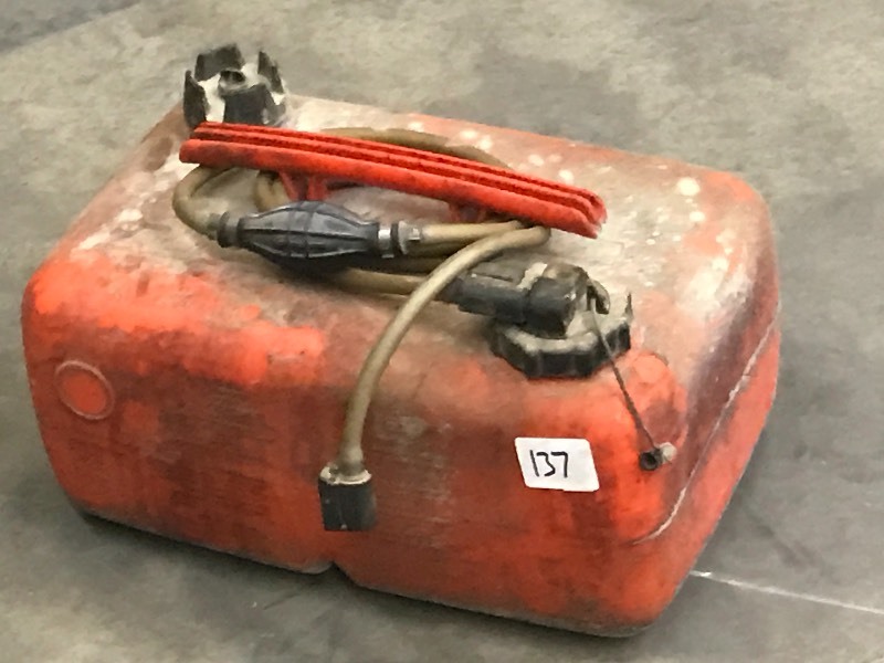 lot 137 image: 6-Gallon Plastic Boat Fuel Tank Wit...