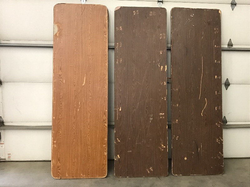 lot 140 image: Lot Of (3) 8ft Steel-Framed Folding...