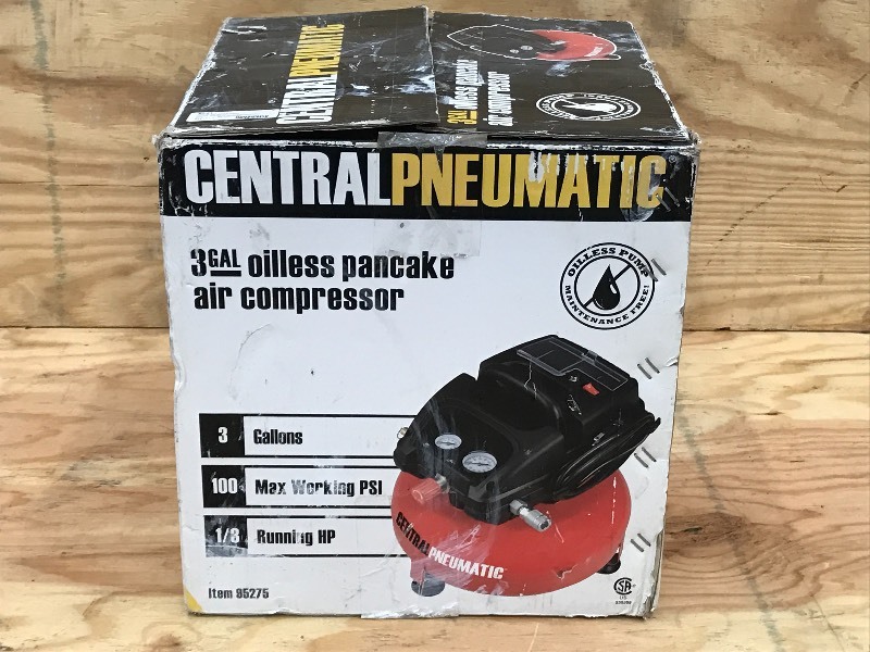 lot 7 image: Central Pneumatic 3-Gallon OilLess ...