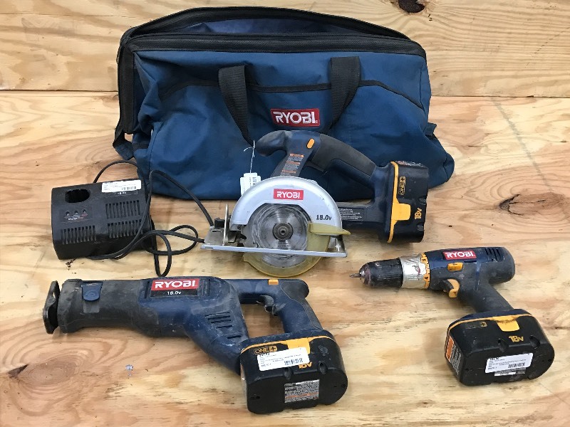lot 23 image: Ryobi 18Volt Tool Set With Large Ry...