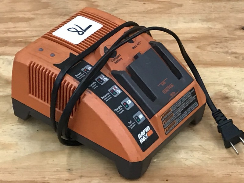 lot 78 image: Ridgid 9.6-18Volt Battery Charger ...