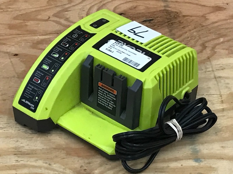 lot 79 image: Ryobi 24Volt Litium Battery Charger...