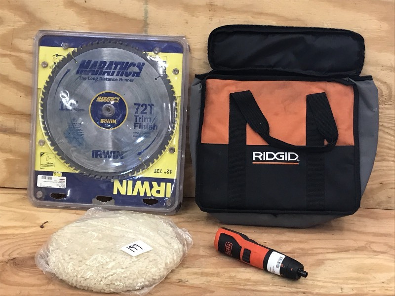 lot 199 image: Lot Of Buffer Pad, Ridgid Case, Bl...