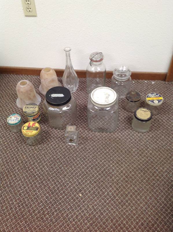 lot 39 image: Light globes, Vase, and Old Jars