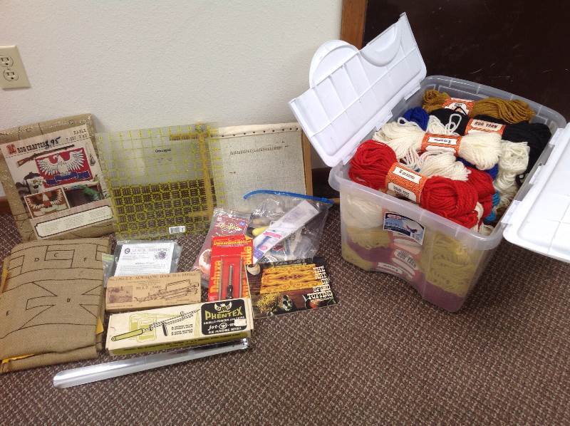 lot 40 image: Crafts, Knitting, Crochet, Rug Crafts, Omnigrid, and Rug yard