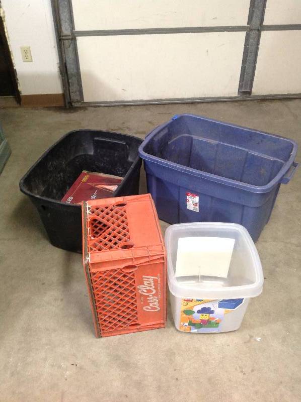 lot 62 image: Totes Without Lids, and One Crate