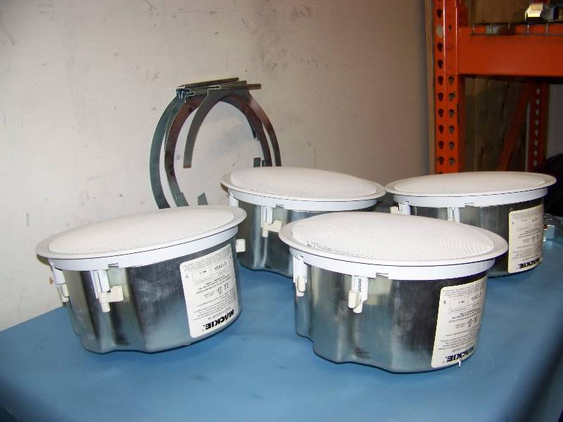 lot 73 image: (4) Mackie, In-Ceiling Monitors  Speakers with Ceiling Tile Brackets