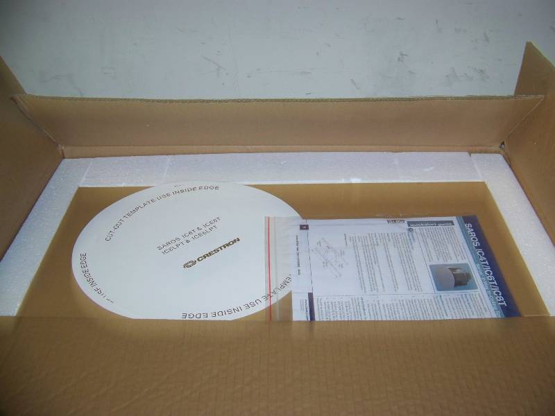 lot 70 image: (2) Crestron, SAROS, 6.5, 2-Way, In-Ceiling Speakers with Grilles and Ceiling Tile Brackets - NEW IN BOX