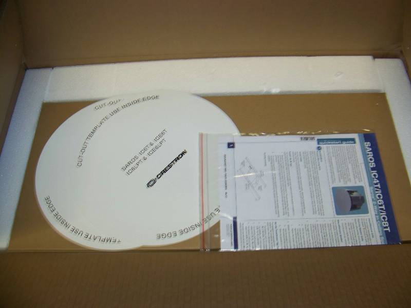 lot 71 image: (2) Crestron, SAROS, 6.5, 2-Way, In-Ceiling Speakers with Grilles and Ceiling Tile Brackets - NEW IN BOX