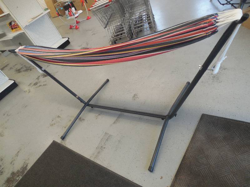 lot 35 image: Vivere 9 ft. Combo Sunbrella Hammock with Steel Stand in Confetti