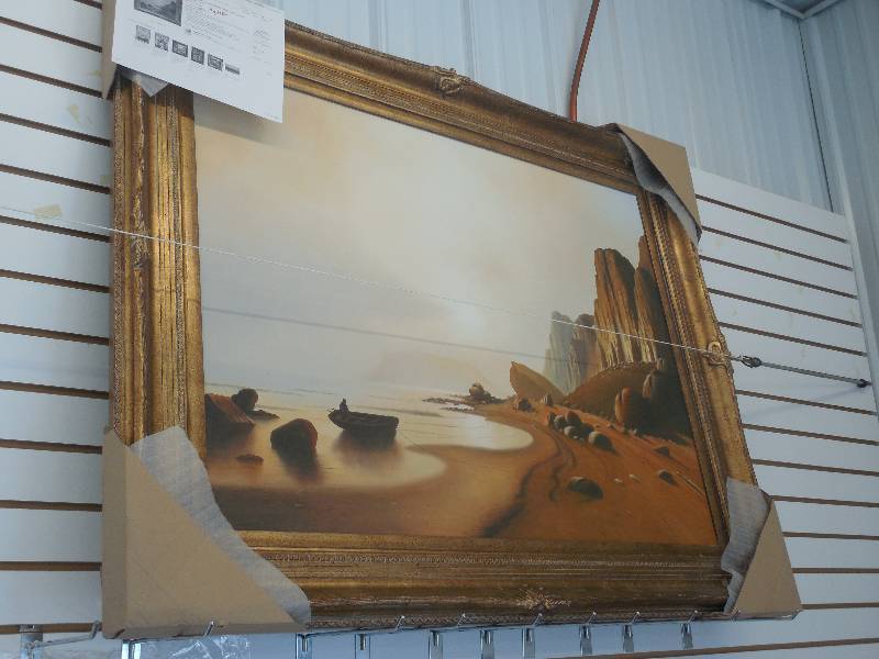 lot 56 image: overstockArt Bradford Coast of Labrador Canvas Art with Bronze Finish Frame