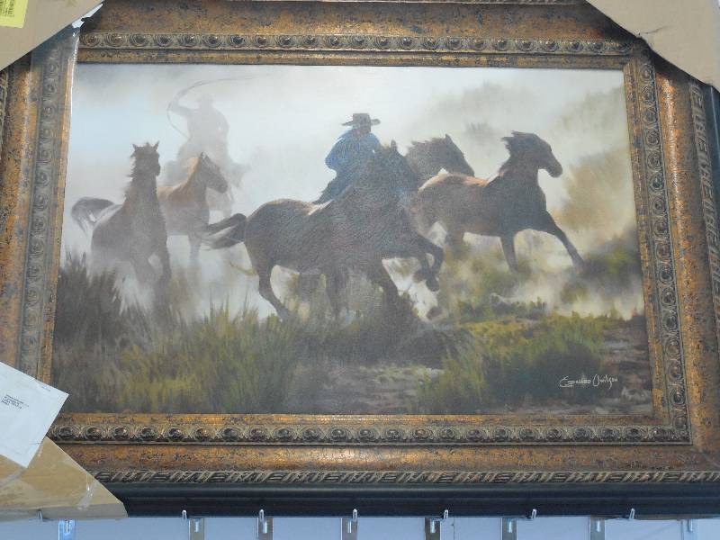 lot 57 image: Le Beau Giclee by AFD Home 11162945 Wrangler in a Copper Black Sizzle Frame, 24-Inch by 36-Inch Canvas, 32-Inch by 48-Inch Frame