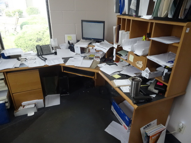 L shaped office desk. Bring tools t...
